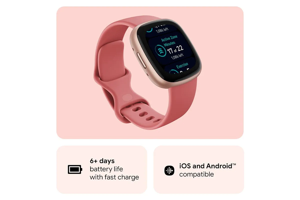 Fitbit Versa 4 Smartwatch | Pink Sand & Copper Rose