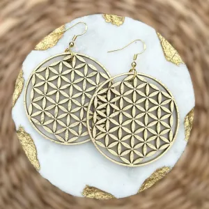 Flower of Life Wooden Earrings