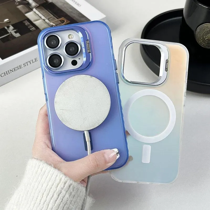 For Iphone 15 Magsafe Lens Holder Pc Hybrid Tpu Phone Case