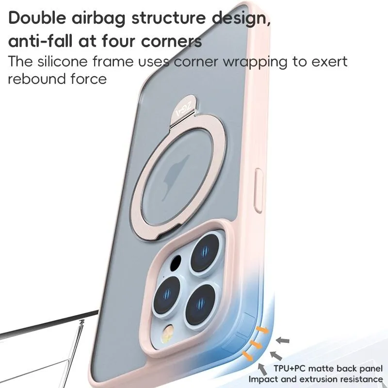 For Iphone 15 Zga Magsafe Holder Pc Hybrid Tpu Phone Case