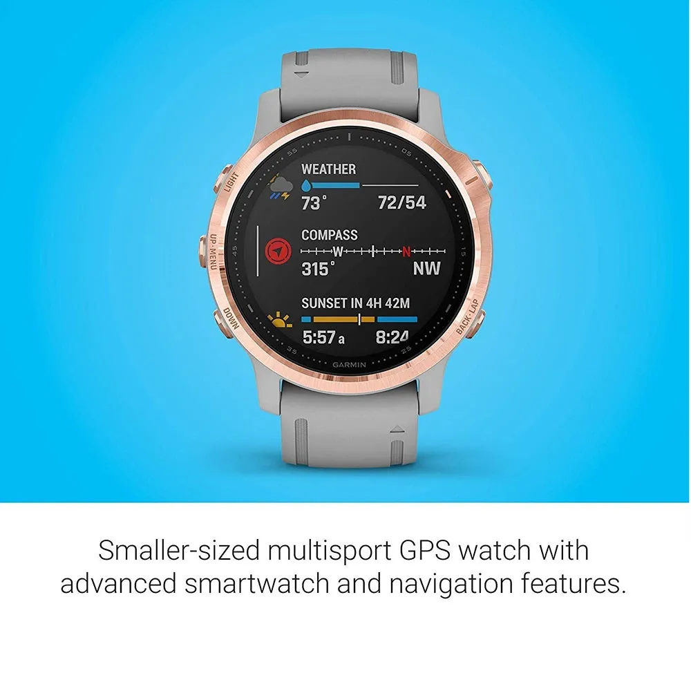 Garmin fenix 6S Sapphire Gray Silicone Band Black Digital Dial Multisport GPS Smart Watch - 010-02159-20