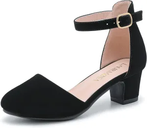 Girls Dress Shoes Closed Toe Chunky High Heels Ankle Strap Wedding Party Pump Shoes Girls Dress Shoes Closed Toe Chunky High Heels Ankle Strap Wedding Party Pump Shoes