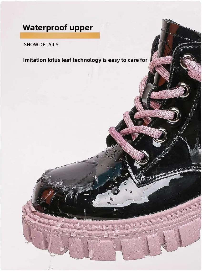 Girls' Pink Boots 2025 Spring, Lightweight Warm Lined Ankle Boots for Kids, Non-Slip Rubber Sole, Fashion Casual Shoes for Toddler to Teen