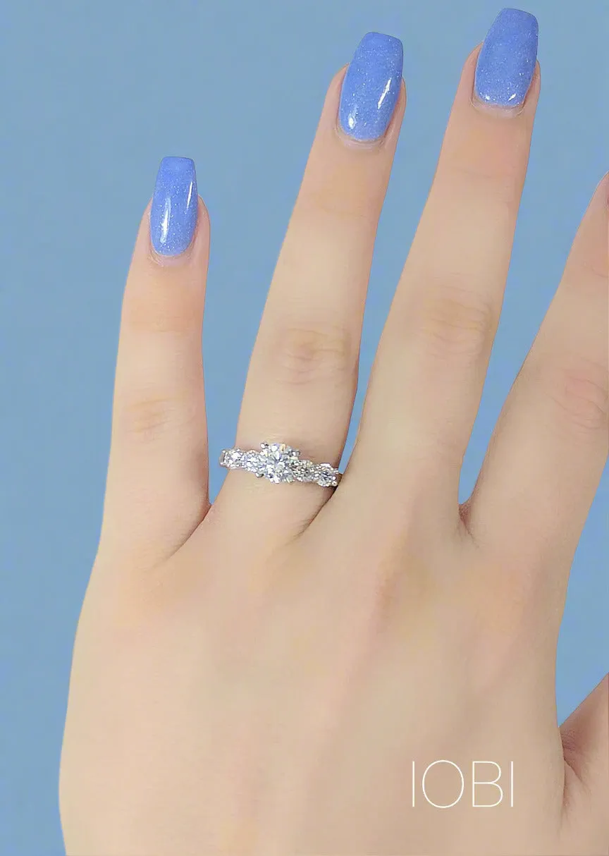 Gloria 2.03CTW Five Stone IOBI Simulated Diamond Wedding Band Sterling Silver Ring Set for Women