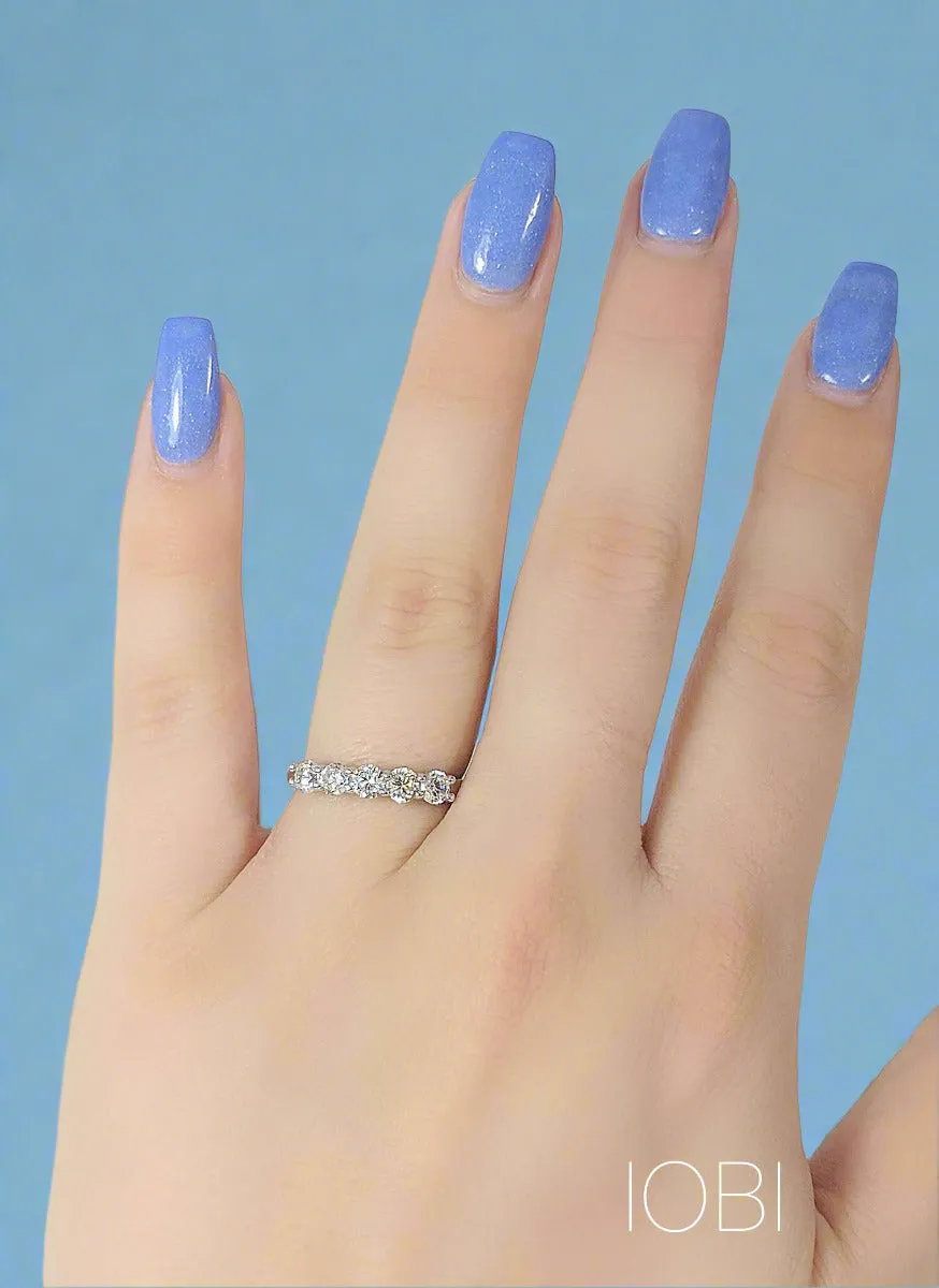 Gloria 2.03CTW Five Stone IOBI Simulated Diamond Wedding Band Sterling Silver Ring Set for Women
