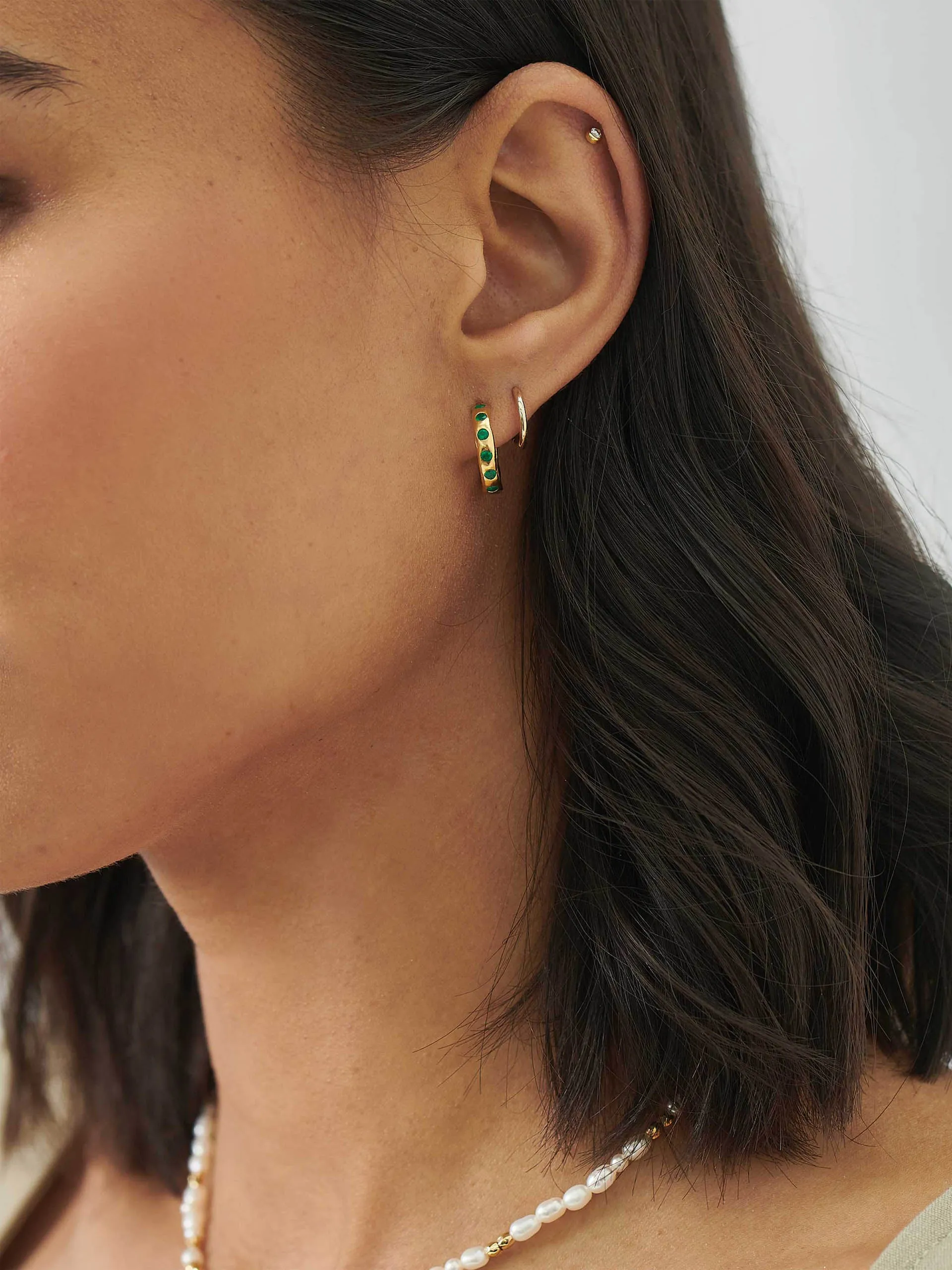 Gold solstice green onyx earrings
