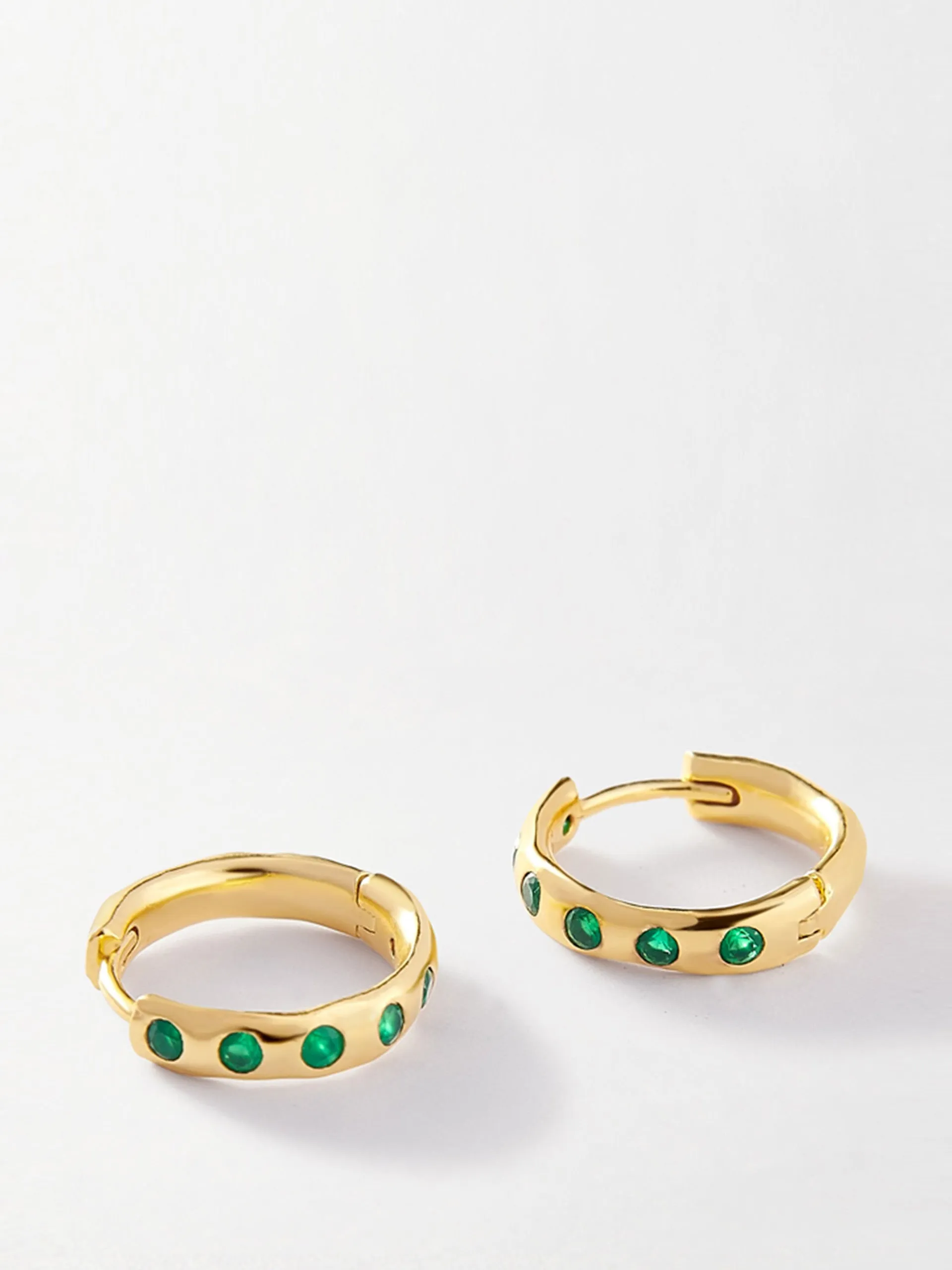 Gold solstice green onyx earrings