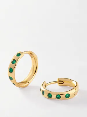 Gold solstice green onyx earrings
