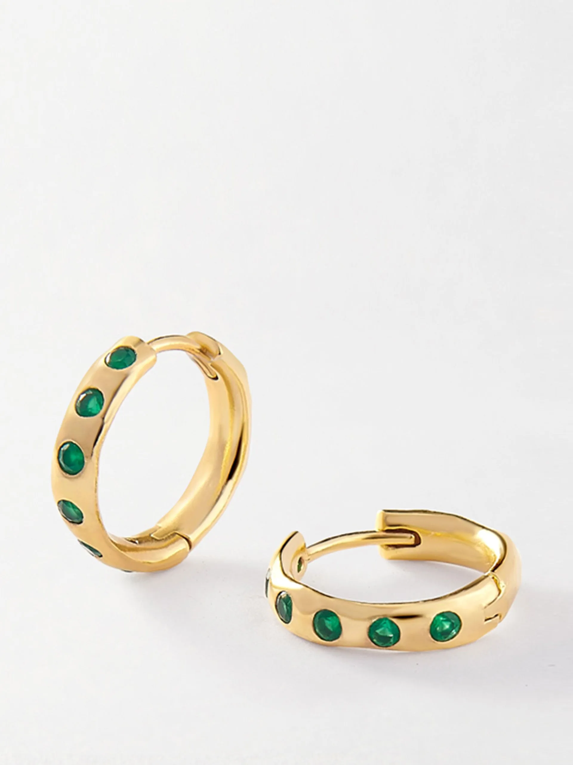 Gold solstice green onyx earrings