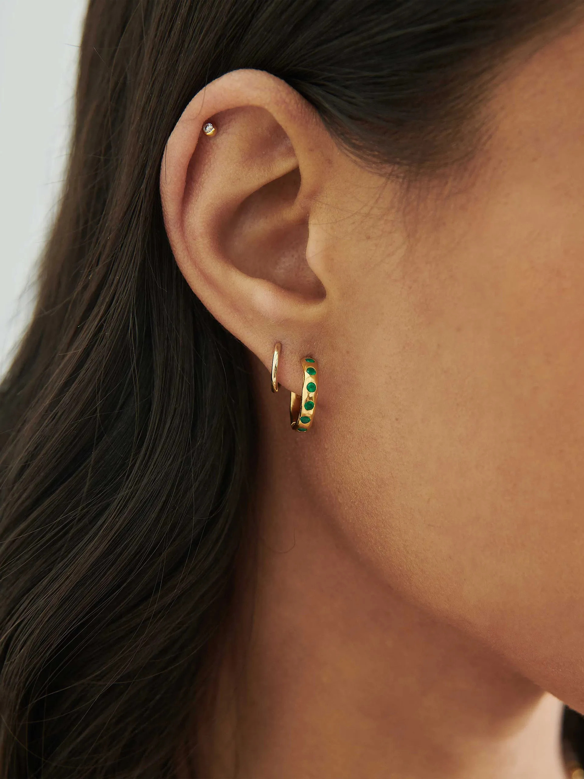 Gold solstice green onyx earrings