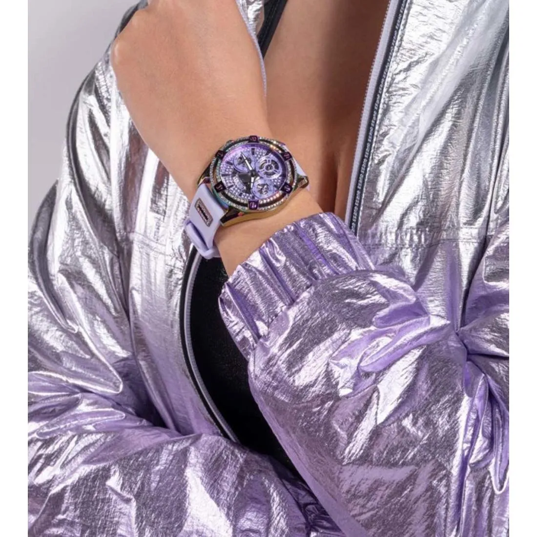 Guess Ladies 40 mm Purple Dial Multi-function Watch - GW0536L4