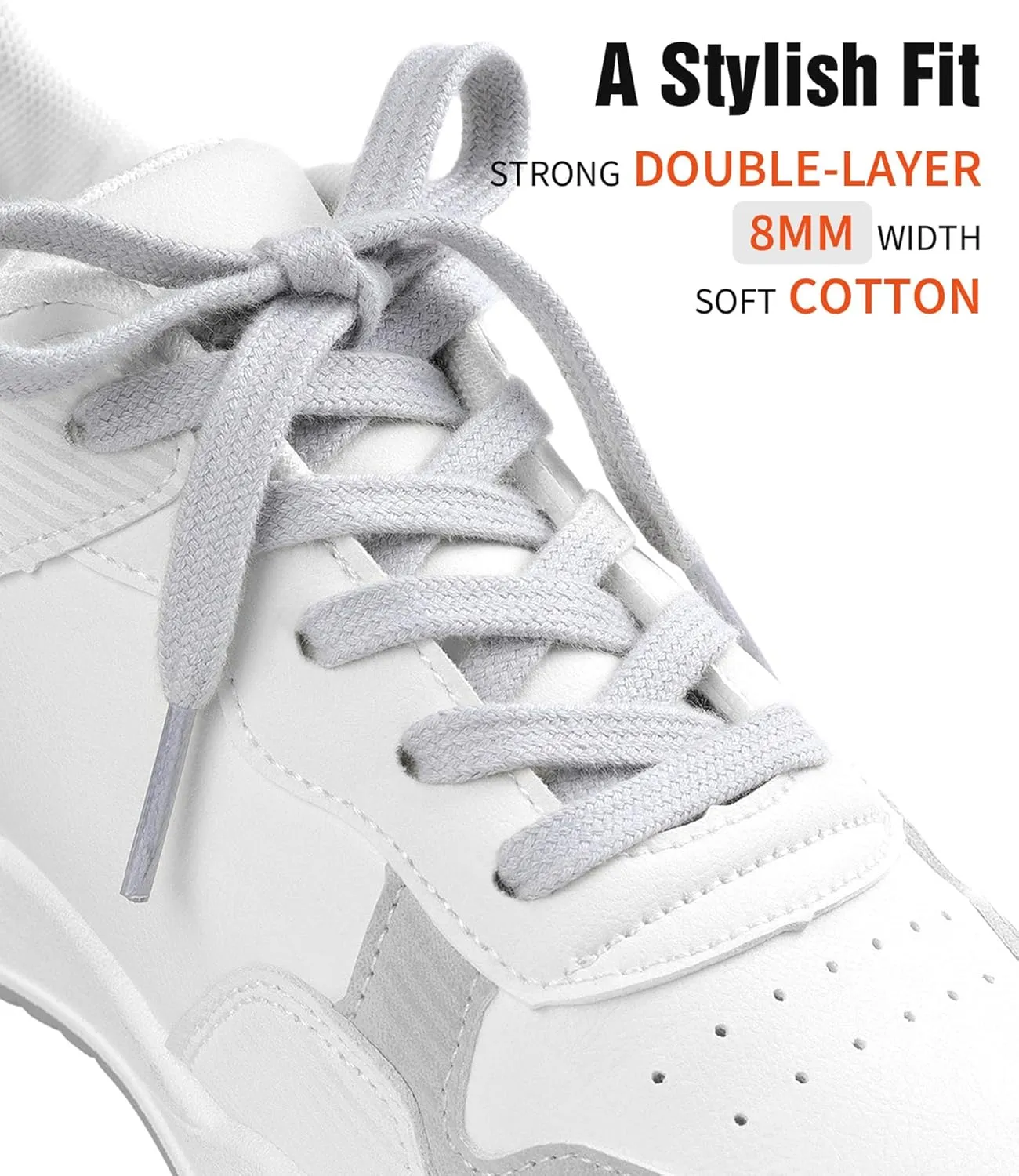 Handshop 2 Pairs Flat Athletic Shoelaces 5/16" in 40"-63" Wide Sneaker Replacement Shoe Laces