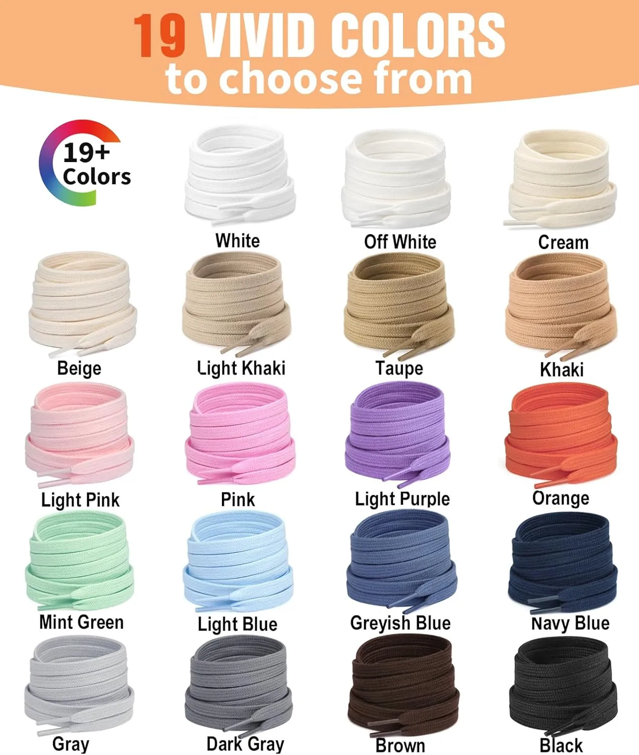 Handshop 2 Pairs Flat Athletic Shoelaces 5/16" in 40"-63" Wide Sneaker Replacement Shoe Laces