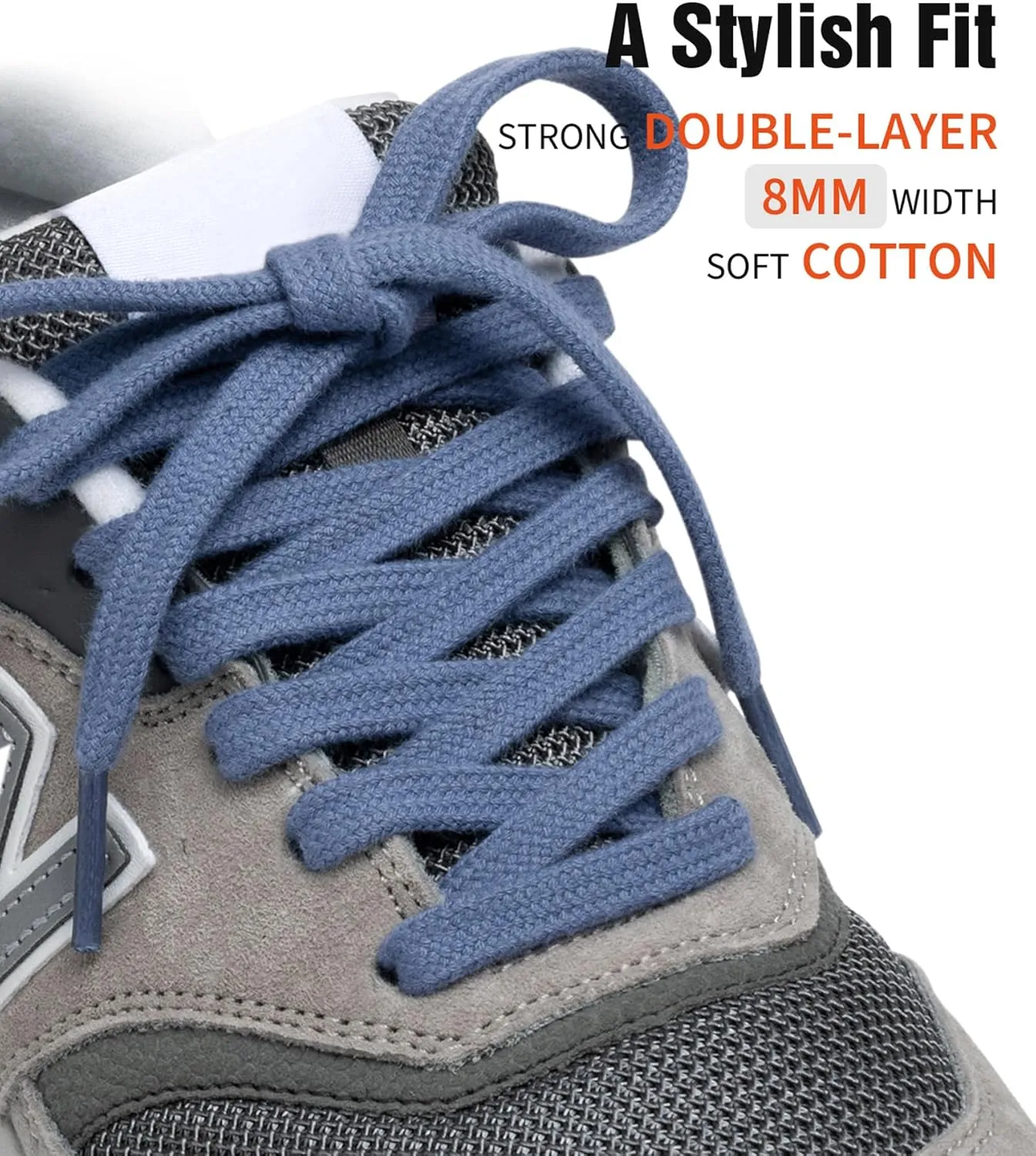 Handshop 2 Pairs Flat Athletic Shoelaces 5/16" in 40"-63" Wide Sneaker Replacement Shoe Laces