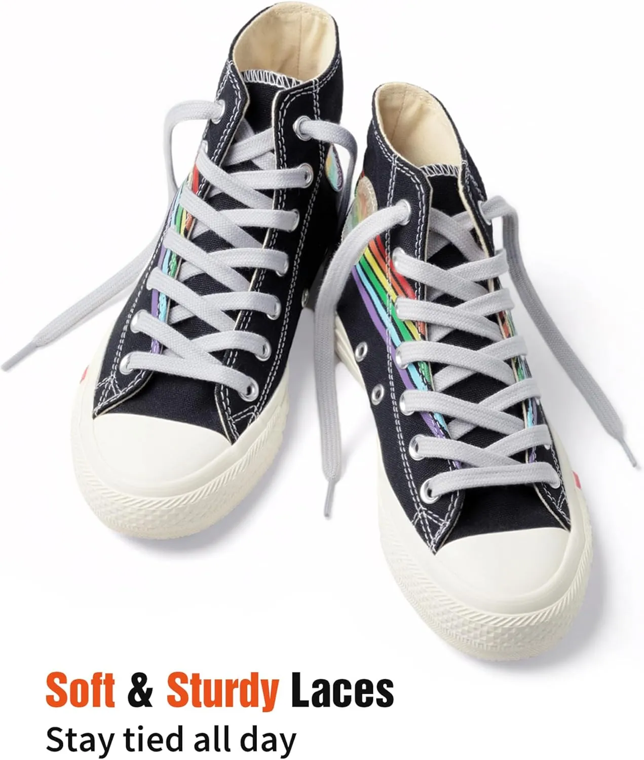 Handshop 2 Pairs Flat Athletic Shoelaces 5/16" in 40"-63" Wide Sneaker Replacement Shoe Laces