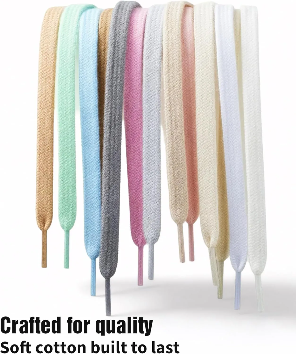 Handshop 2 Pairs Flat Athletic Shoelaces 5/16" in 40"-63" Wide Sneaker Replacement Shoe Laces