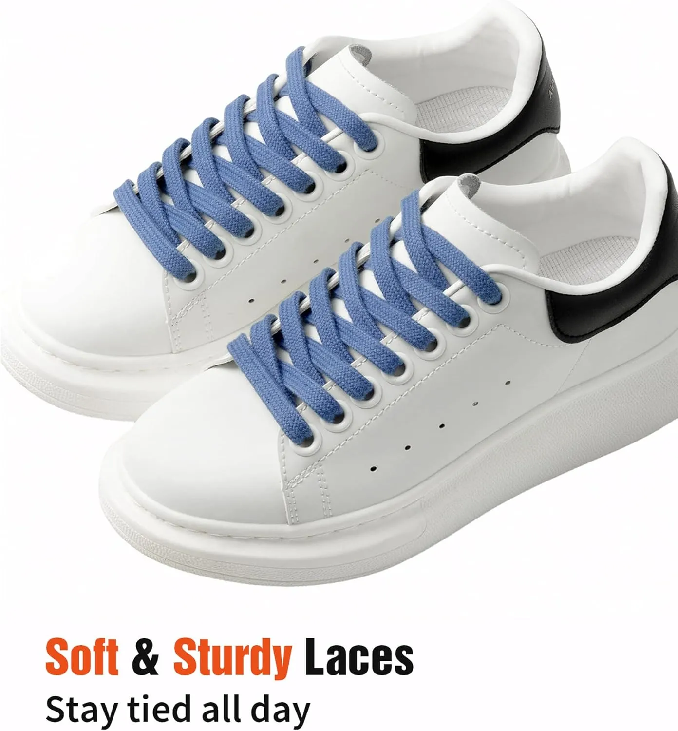 Handshop 2 Pairs Flat Athletic Shoelaces 5/16" in 40"-63" Wide Sneaker Replacement Shoe Laces