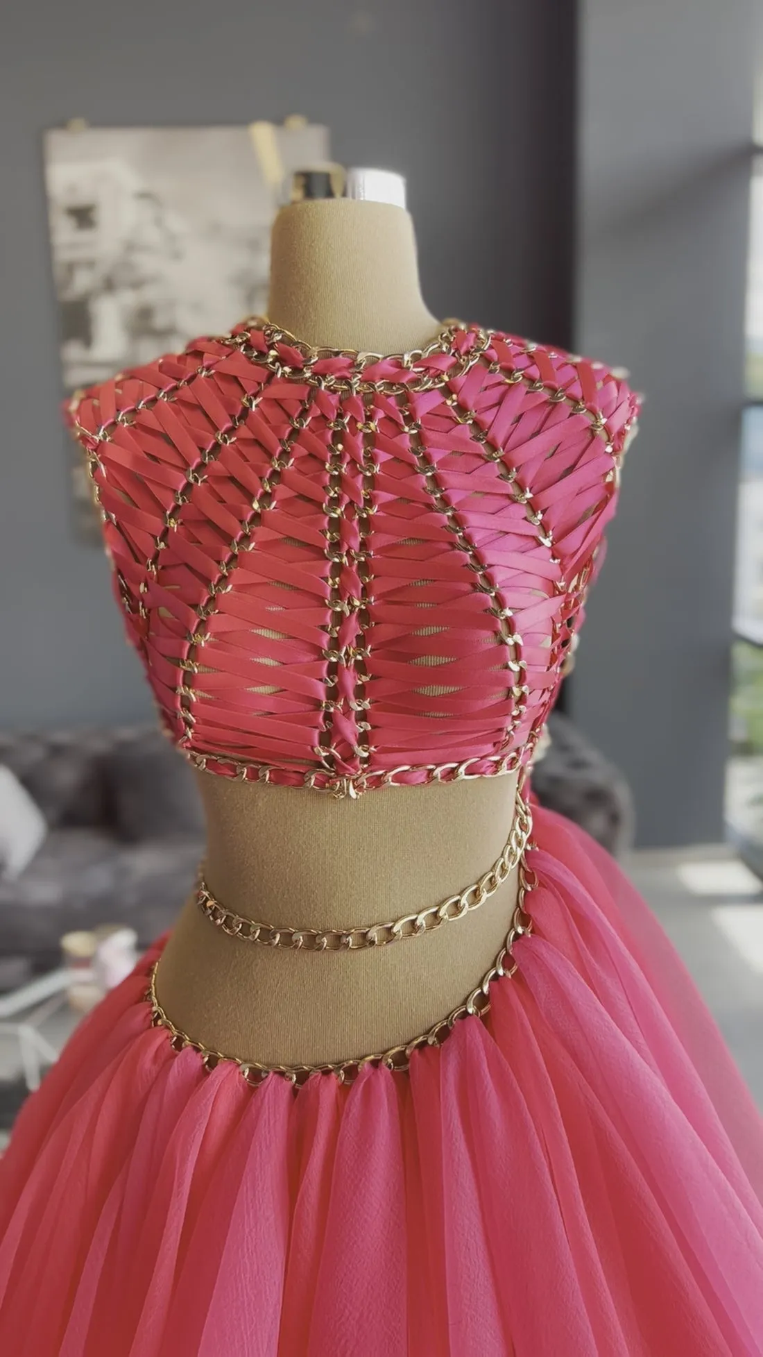 Hannah Pink Two Piece Evening Dress