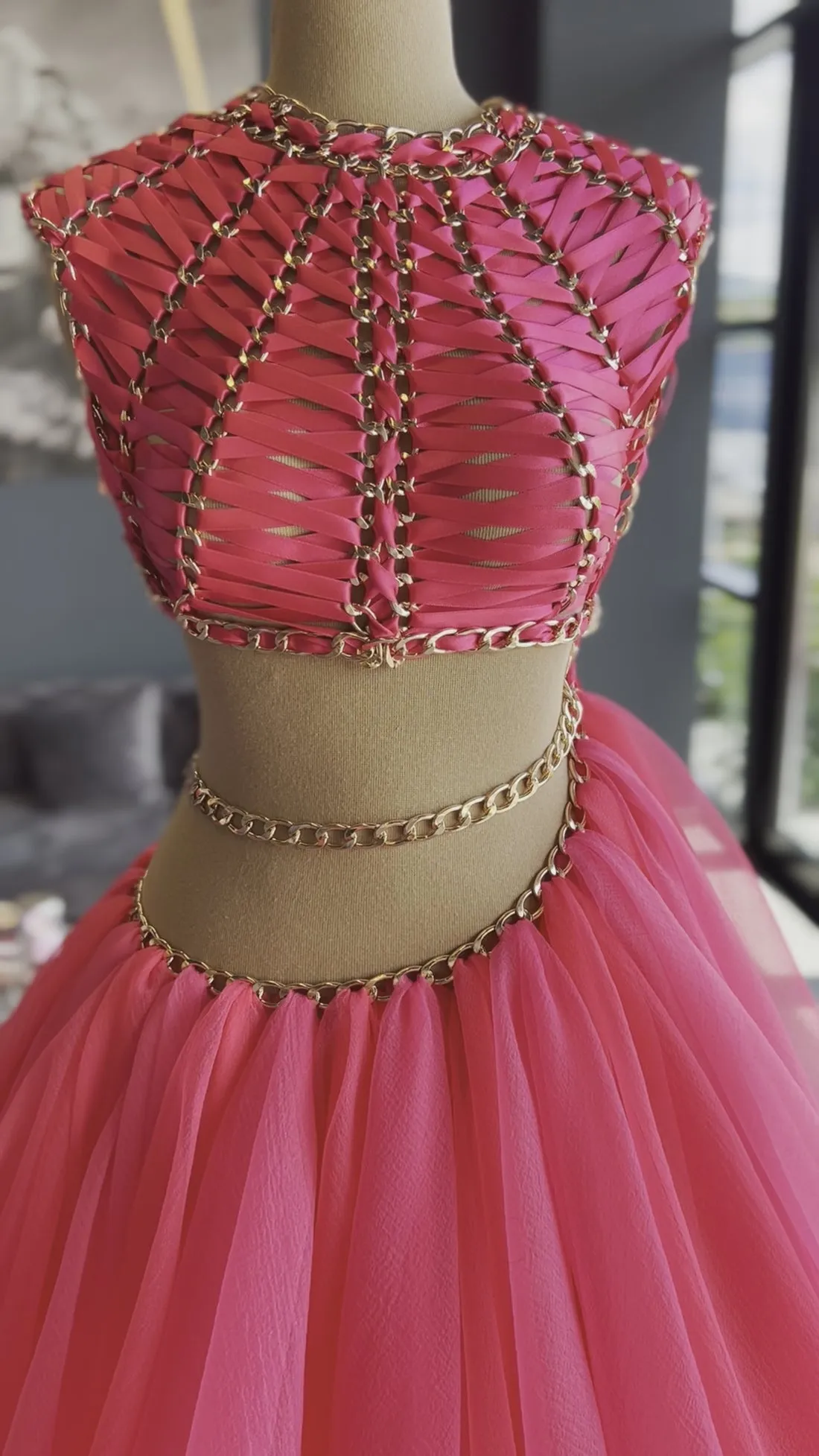 Hannah Pink Two Piece Evening Dress