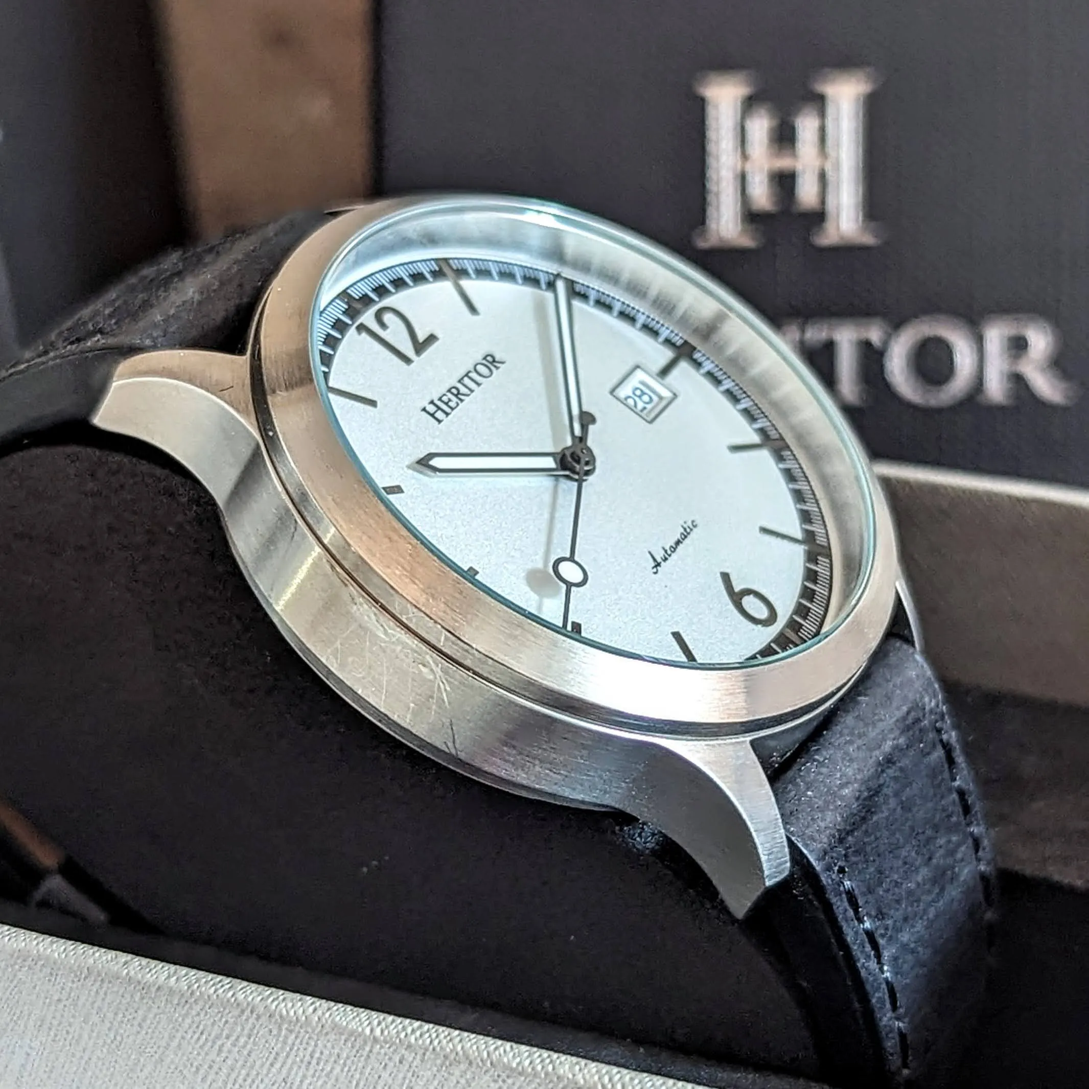 HERITOR Automatic Wristwatch Cal. H35 24 Jewels Display Back Watch - IN BOX!