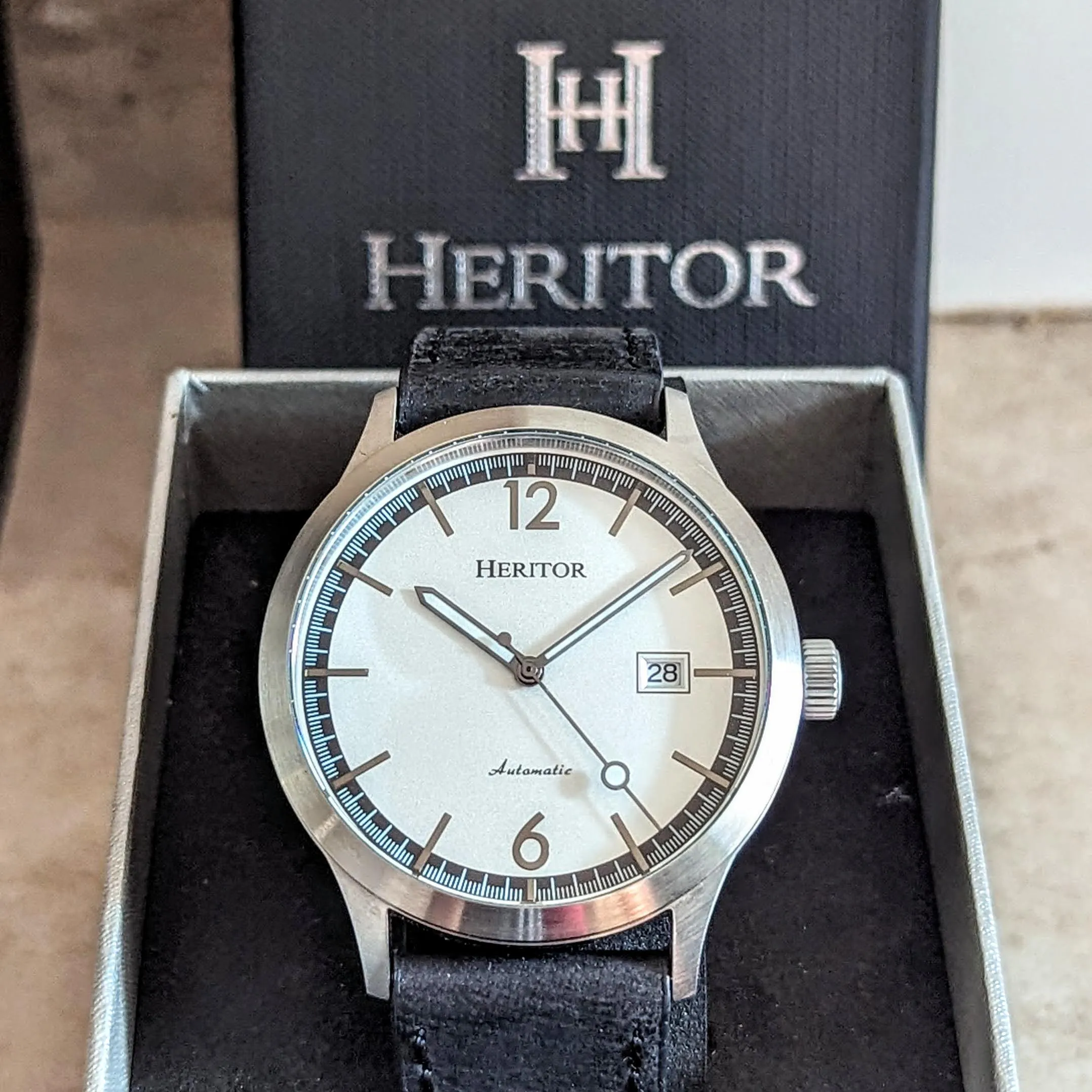 HERITOR Automatic Wristwatch Cal. H35 24 Jewels Display Back Watch - IN BOX!