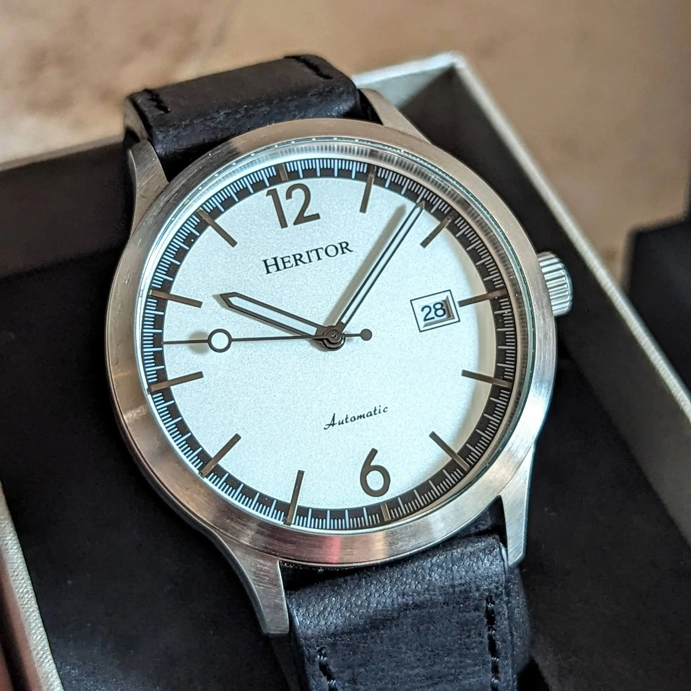 HERITOR Automatic Wristwatch Cal. H35 24 Jewels Display Back Watch - IN BOX!