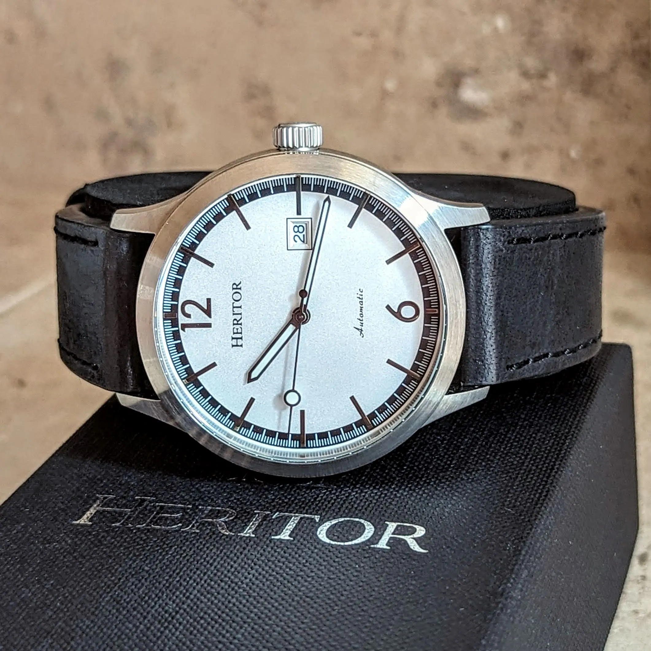 HERITOR Automatic Wristwatch Cal. H35 24 Jewels Display Back Watch - IN BOX!