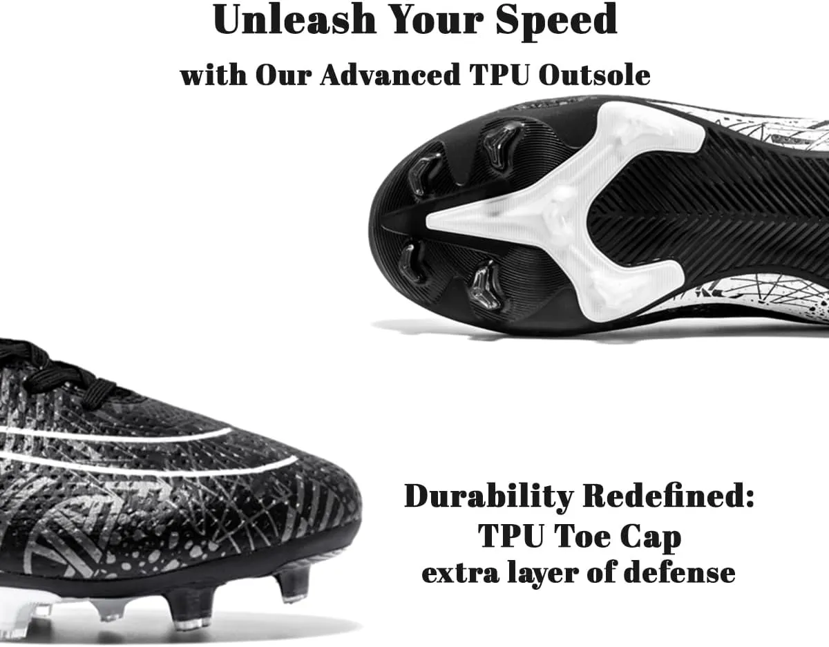 HESBITEUL Soccer Cleats Firm Ground: Lightweight FG Football Shoes