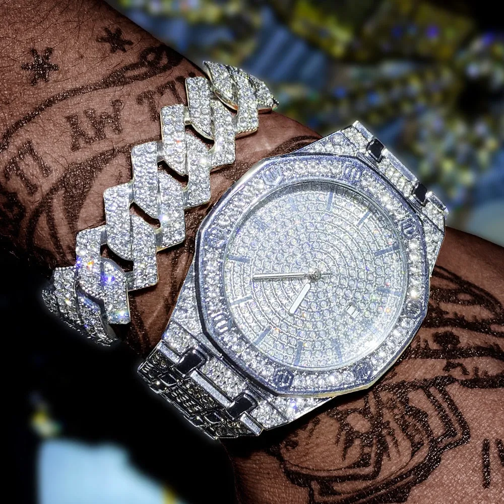 Hip Hop Square Men Watches Top Business Brand Iced Out Quartz Roman AAA Watch
