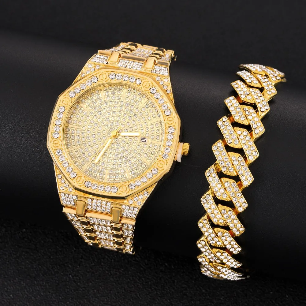 Hip Hop Square Men Watches Top Business Brand Iced Out Quartz Roman AAA Watch