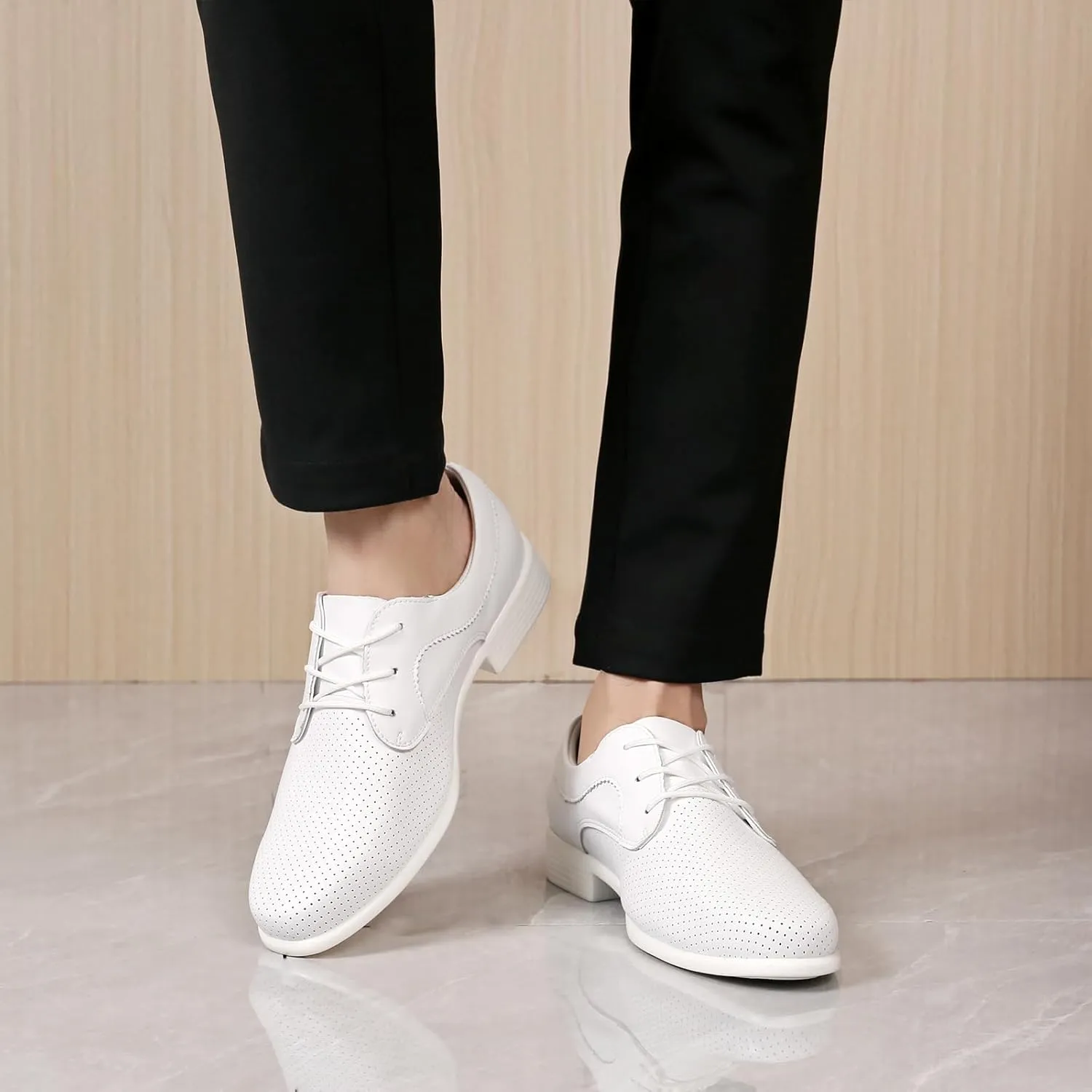 HIPPOSEUS Men's Ballroom Latin Performance Shoes Lace up Waltz Modern Dancing Practice Shoe,Model WP