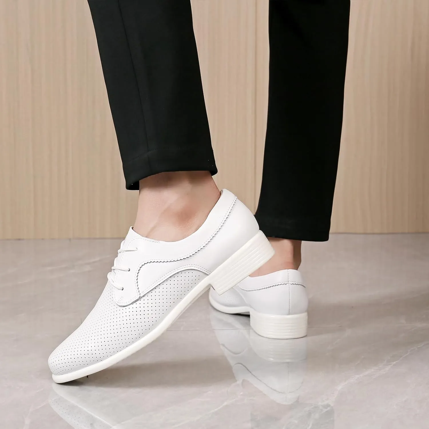 HIPPOSEUS Men's Ballroom Latin Performance Shoes Lace up Waltz Modern Dancing Practice Shoe,Model WP