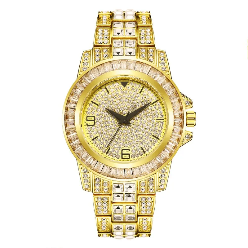 Iced Out Women Watches Bracelet Gold Ladies Wrist Watches