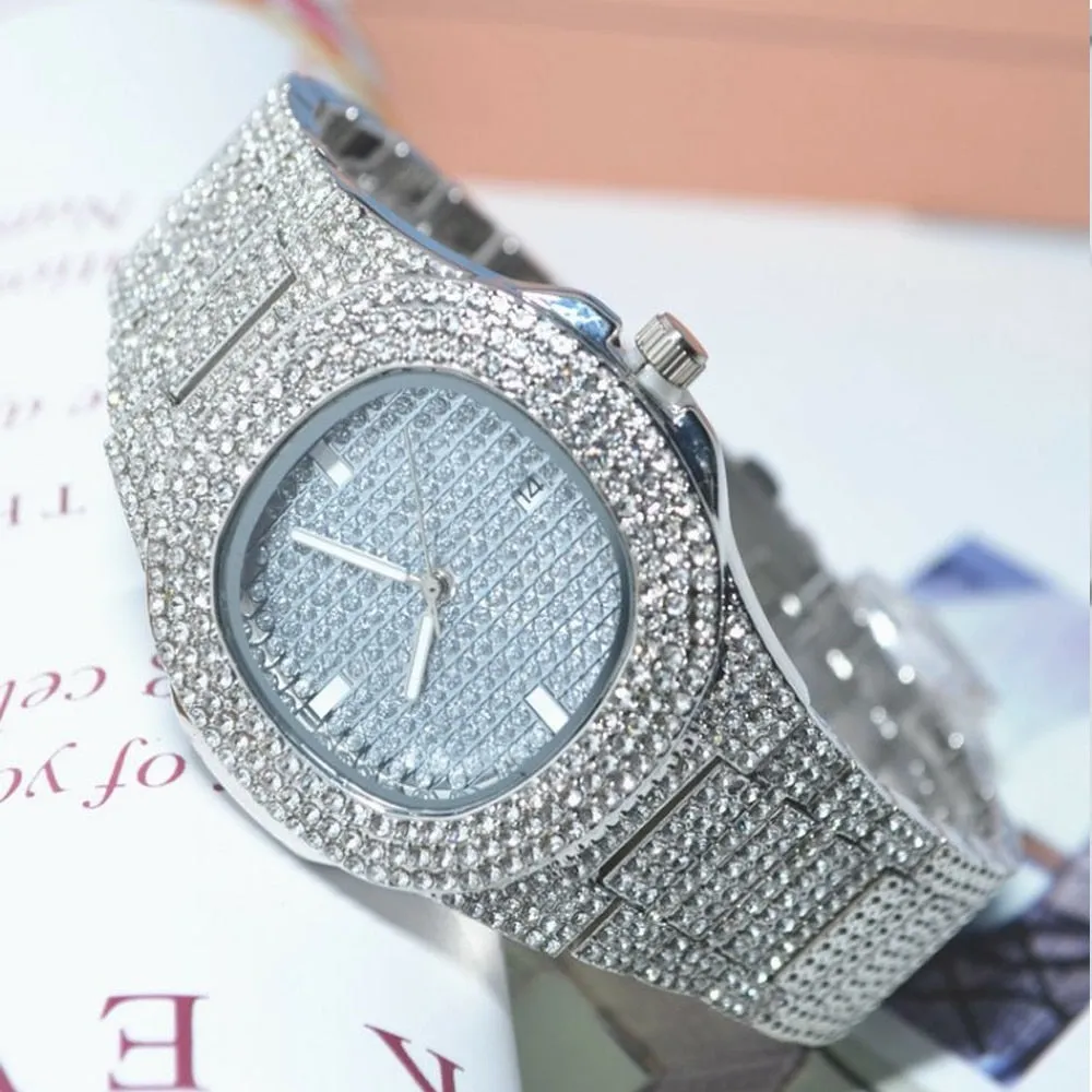 Iced Out Women Watches Bracelet Gold Ladies Wrist Watches