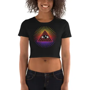 Illuminati All Seeing Psychic Eye Color Aura Women’s Crop Tee