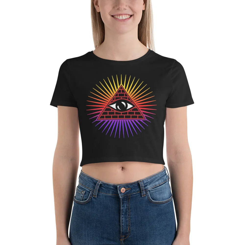 Illuminati All Seeing Psychic Eye Color Aura Women’s Crop Tee