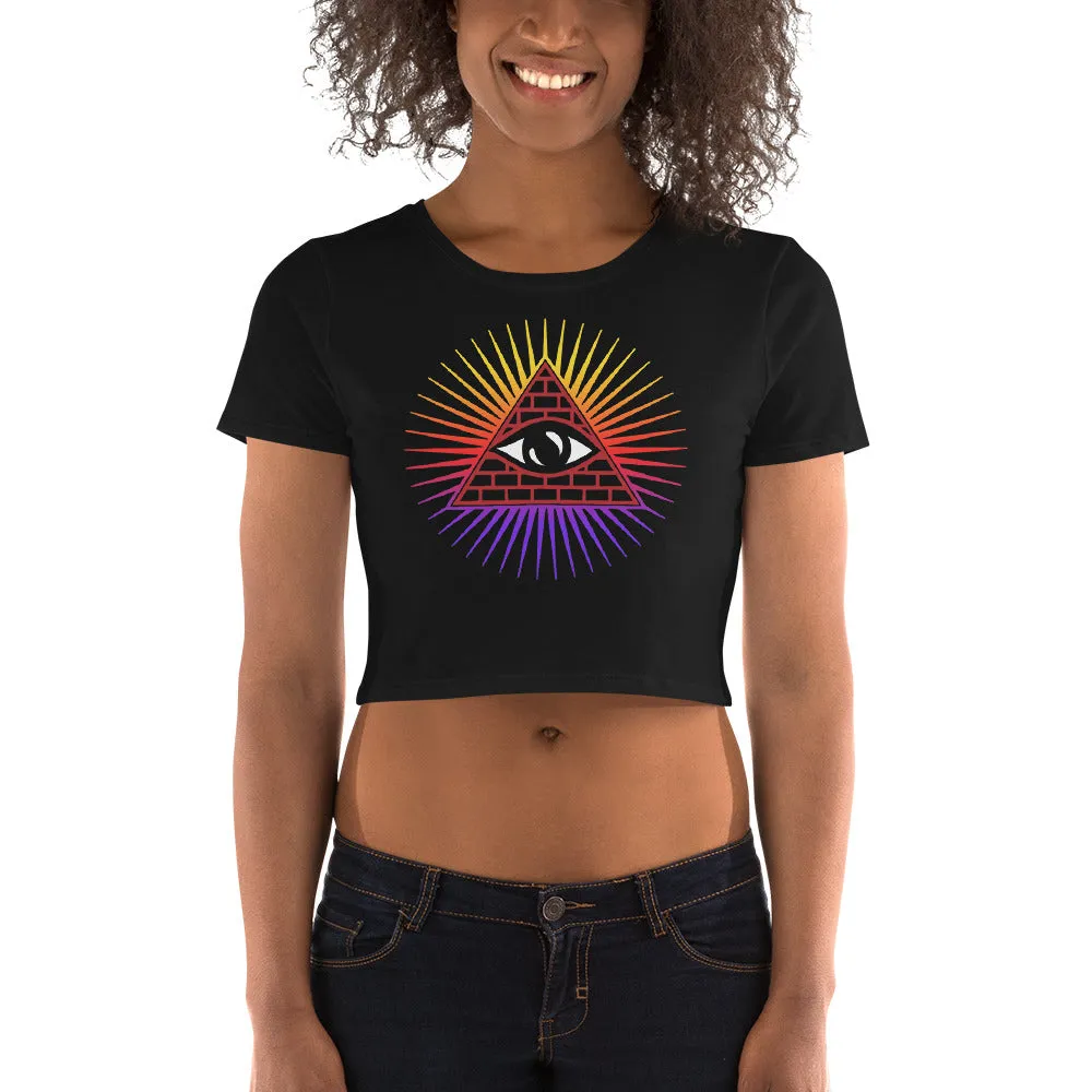 Illuminati All Seeing Psychic Eye Color Aura Women’s Crop Tee