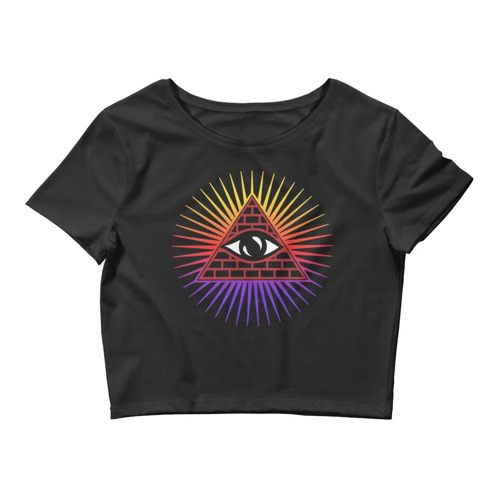 Illuminati All Seeing Psychic Eye Color Aura Women’s Crop Tee