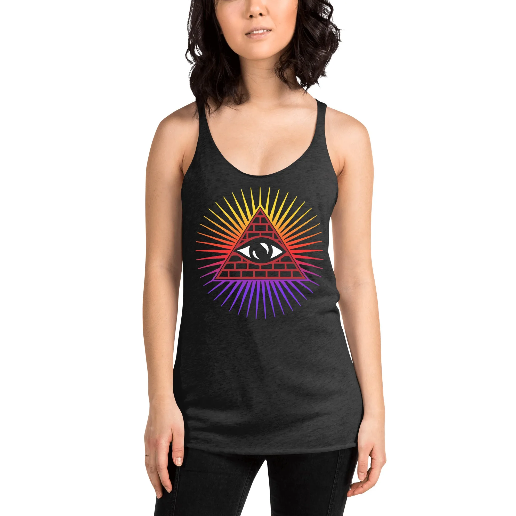 Illuminati All Seeing Psychic Eye Color Aura Women's Racerback Tank Top Shirt