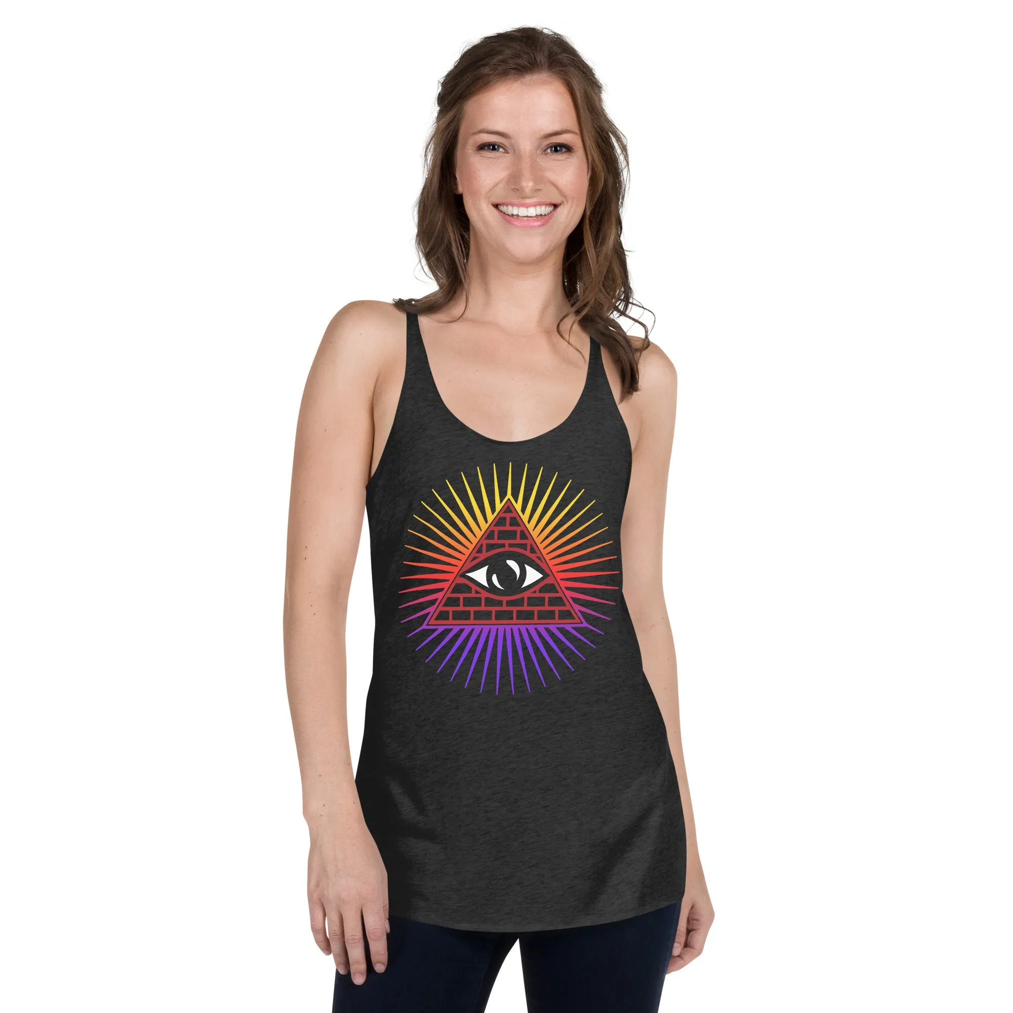 Illuminati All Seeing Psychic Eye Color Aura Women's Racerback Tank Top Shirt