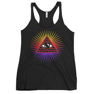 Illuminati All Seeing Psychic Eye Color Aura Women's Racerback Tank Top Shirt