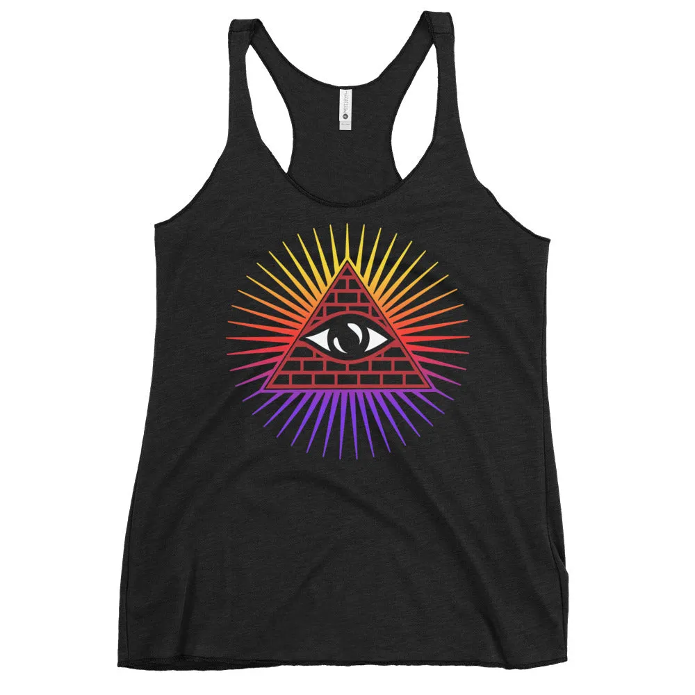Illuminati All Seeing Psychic Eye Color Aura Women's Racerback Tank Top Shirt