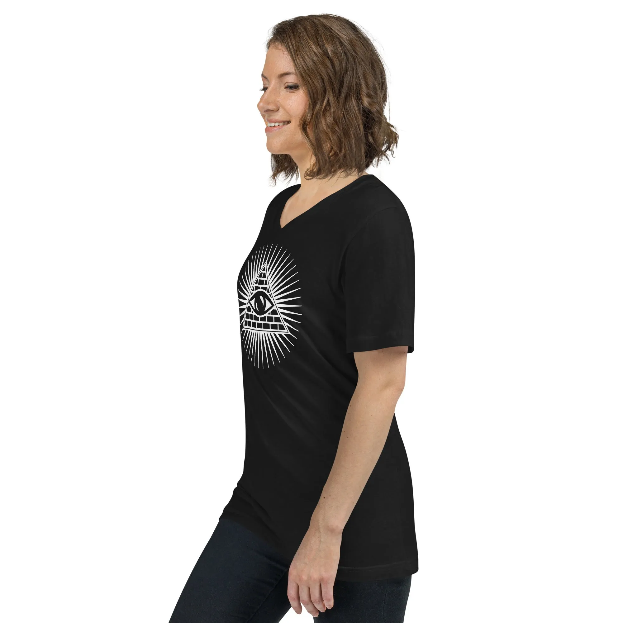 Illuminati All Seeing Psychic Eye Women’s Short Sleeve V-Neck T-Shirt