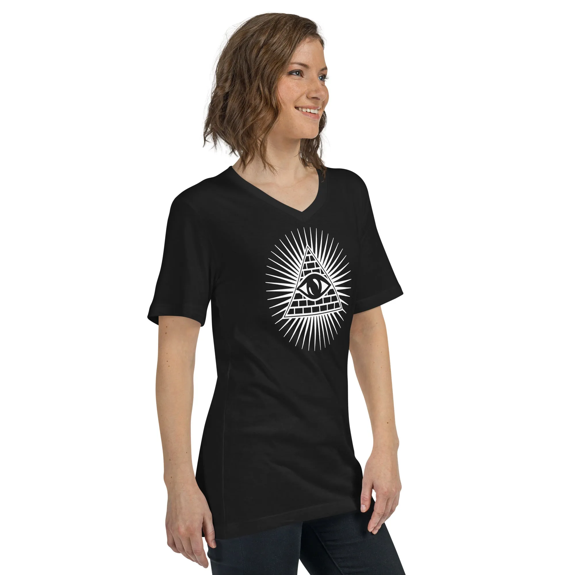 Illuminati All Seeing Psychic Eye Women’s Short Sleeve V-Neck T-Shirt