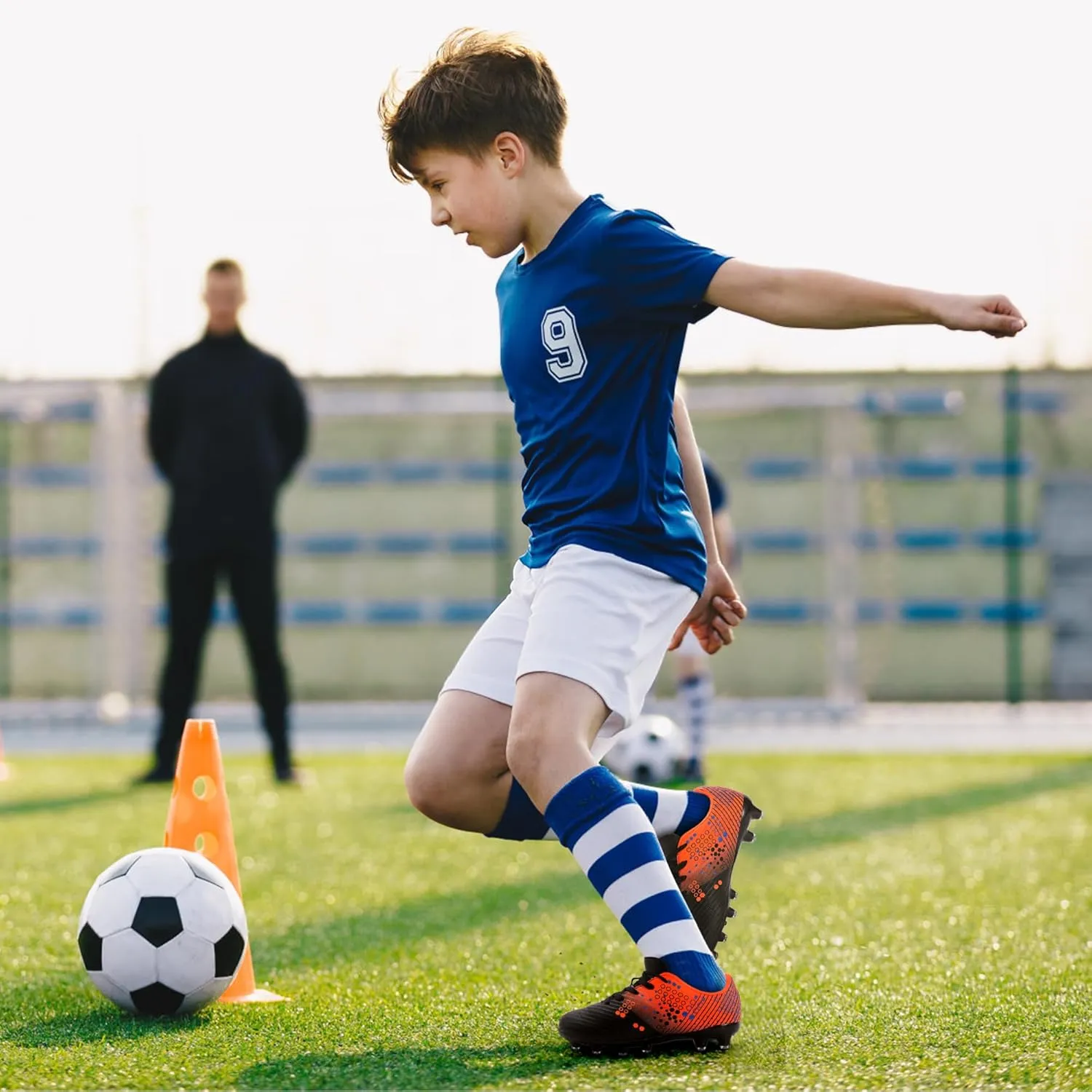 Kids Soccer Cleats for Boys and Girls Youth Football Cleats Outdoor Athletic Turf Soccer Shoes