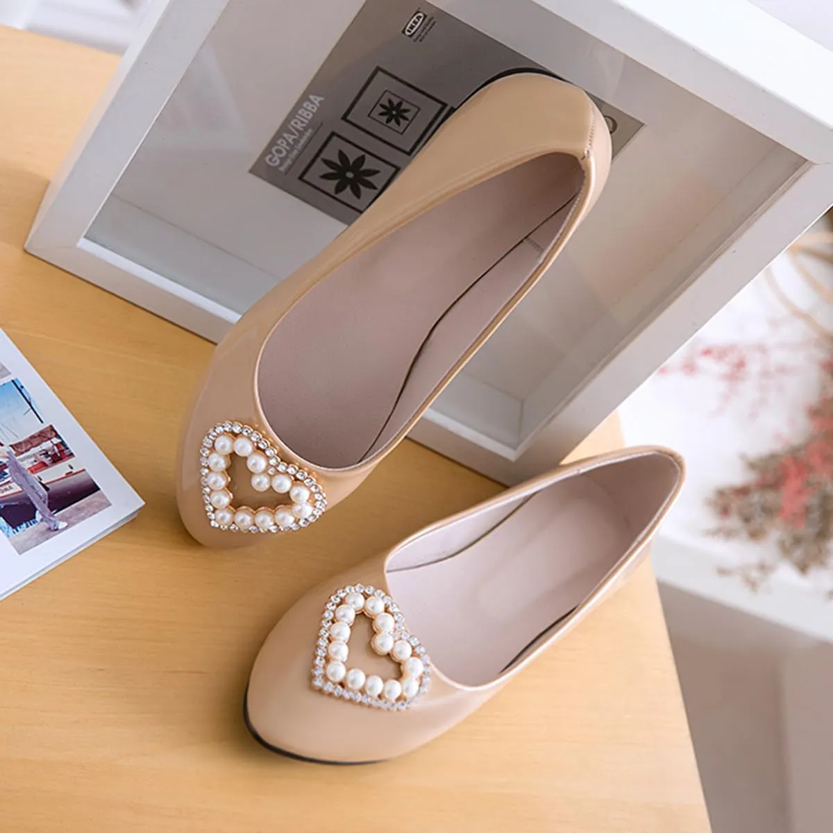 Large Size Candy Color Pearl Rhinestone Flat