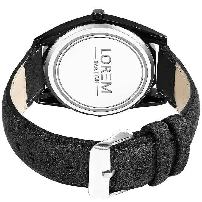 LOREM Black 3d embossed Dial Analog Watch For Men LR82