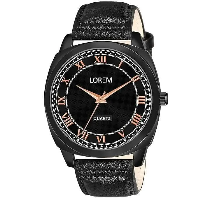 LOREM Black Cubic Designer Printed Dial Analog Watch For Men LR87