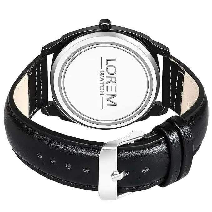 LOREM Black Cubic Designer Printed Dial Analog Watch For Men LR87