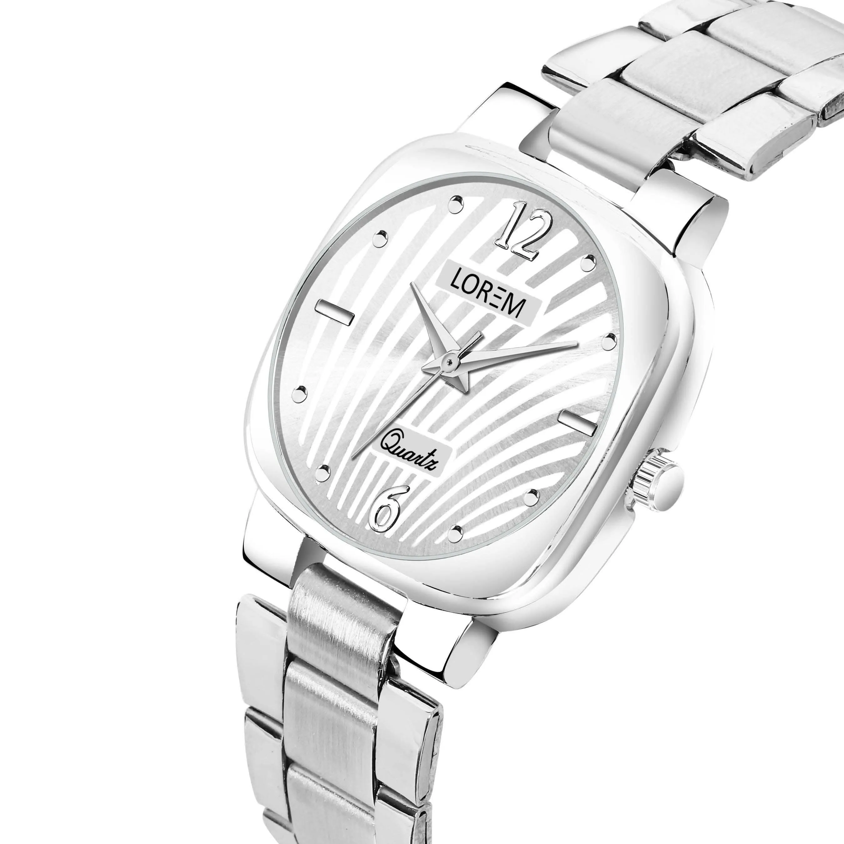 LOREM White Abstract Floral Analog Watch For Women LR306
